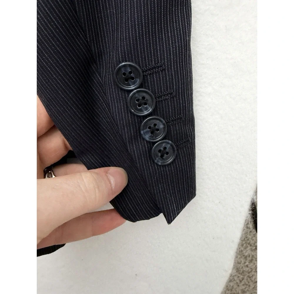 Calvin Klein Mens Size 42R Slim Fit Blue Wool Sport Coat‎ Blazer Pinstripe